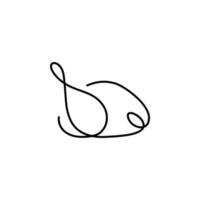 Roast turkey chicken one line drawing. vector