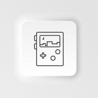 Portable console, gaming, retro neumorphic style vector icon. Neumorphism style. Portable console, gaming retro neumorphic style vector icon. Neumorphism style on white background.