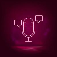 Microphone, smart, chat bobble neon icon - vector. Artificial intelligence vector