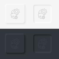 Robot, settings icon - Vector. Artificial intelligence neumorphic style vector icon set