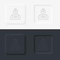 Terminator, robot icon - Vector. Artificial intelligence neumorphic style vector icon set