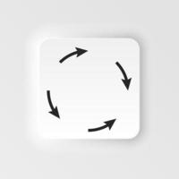 Arrow neumorphic style vector icon. Vector illustration of arrow icon on white background. Neumorphism, neumorphic style icon