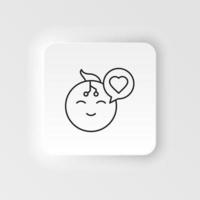 intelligence neumorphic style vector icon, robot, love icon - Vector. Artificial intelligence neumorphic style vector icon on white background