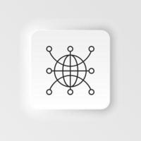 Web, global, network, world icon - Vector. Artificial intelligence neumorphic style vector icon on white background