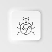 Virus, bug icon - Vector. Artificial intelligence neumorphic style vector icon on white background