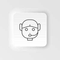 Customer, service, robot icon - Vector. Artificial intelligence neumorphic style vector icon on white background