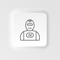 Terminator, robot icon - Vector. Artificial intelligence neumorphic style vector icon on white background