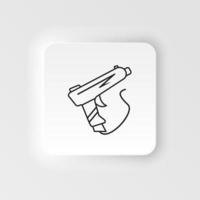 pistola, disparar, juego, retro, icono de vector de estilo neumórfico arcade. estilo neumorfismo. juego de disparos de armas icono de vector de estilo neumórfico arcade retro. estilo de neumorfismo sobre fondo blanco.