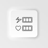 Life bar, hearts, retro style neumorphic style vector icon. Neumorphism style