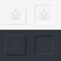 Robot icon - Vector. Artificial intelligence neumorphic style vector icon set