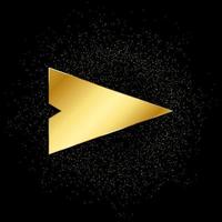 Arrow gold vector icon. Vector illustration of golden particle background.