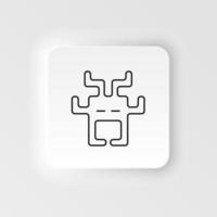 Aliens, arcade, retro neumorphic style vector icon. Neumorphism style. Aliens arcade retro neumorphic style vector icon. Neumorphism style on white background.