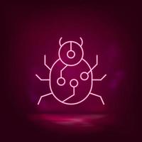 Virus, bug neon icon - vector. Artificial intelligence vector