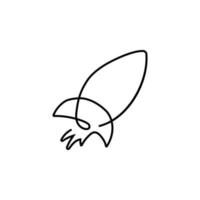 Vector startup. One line style rocket illustration.