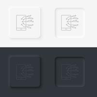 Mobile, smart icon - Vector. Artificial intelligence neumorphic style vector icon set