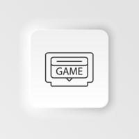 Game cartridge, retro, arcade neumorphic style vector icon. Neumorphism style. Game cartridge, retro arcade neumorphic style vector icon. Neumorphism style on white background.