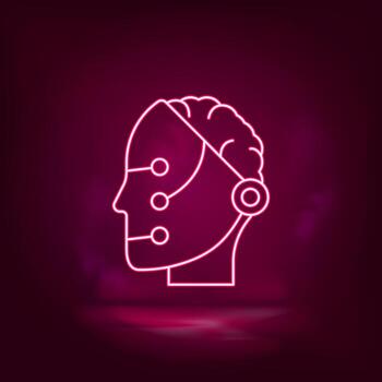 Memory, robot, intelligence, smart neon icon - vector Artificial intelligence