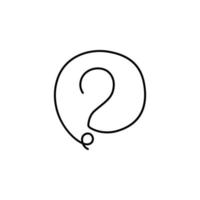 A question mark is drawn on a single black line on a white background. One-line drawing. Continuous line. Pets. Vector Eps10.