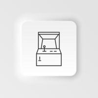 Console retro game, arcade neumorphic style vector icon. Neumorphism style. Console retro game, arcade neumorphic style vector icon. Neumorphism style on white background.