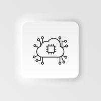 Brain, processor, cloud, network icon - Vector. Artificial intelligence neumorphic style vector icon on white background