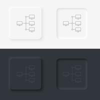 Servers, computers icon - Vector. Artificial intelligence neumorphic style vector icon set