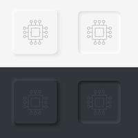 procesador, icono de chip - vector. conjunto de iconos de vector de estilo neumórfico de inteligencia artificial