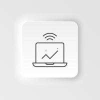 Computer, analytics, smart icon - Vector. Artificial intelligence neumorphic style vector icon on white background