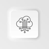 Cloud, smart, information, network icon - Vector. Artificial intelligence neumorphic style vector icon on white background