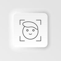 Face, recognition, tech icon - Vector. Artificial intelligence neumorphic style vector icon on white background