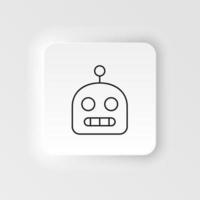 Robot icon - Vector. Artificial intelligence neumorphic style vector icon on white background