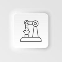 Hand, robotic, arm icon - Vector. Artificial intelligence neumorphic style vector icon on white background