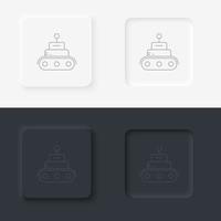 Robot, tech, car icon - Vector. Artificial intelligence neumorphic style vector icon set