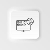 Ai, computer, code icon - Vector. Artificial intelligence neumorphic style vector icon on white background