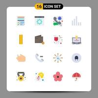 Pictogram Set of 16 Simple Flat Colors of signal connection page message preference Editable Pack of Creative Vector Design Elements