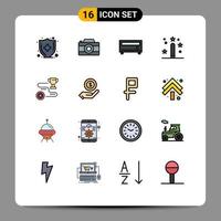 Universal Icon Symbols Group of 16 Modern Flat Color Filled Lines of success achievement media programing development Editable Creative Vector Design Elements