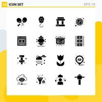 Universal Icon Symbols Group of 16 Modern Solid Glyphs of computing web paris seo gps Editable Vector Design Elements