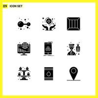 User Interface Pack of 9 Basic Solid Glyphs of coins online protect investment logistic Editable Vector Design Elements