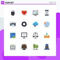 16 Thematic Vector Flat Colors and Editable Symbols of interface application barcode printer office Editable Pack of Creative Vector Design Elements