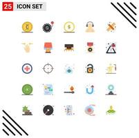 Mobile Interface Flat Color Set of 25 Pictograms of work drawing tools money back to school man Editable Vector Design Elements