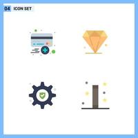 4 Flat Icon concept for Websites Mobile and Apps add gear insurance plus jewl halloween Editable Vector Design Elements