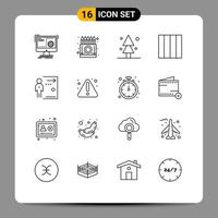 Set of 16 Commercial Outlines pack for employee layout drawing grid spruce Editable Vector Design Elements