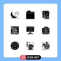 Set of 9 Commercial Solid Glyphs pack for device computer bath refresh web page Editable Vector Design Elements