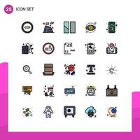 Pictogram Set of 25 Simple Filled line Flat Colors of radio communication frame money view Editable Vector Design Elements