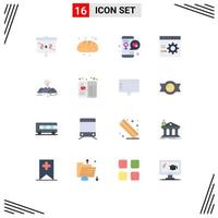 Set of 16 Modern UI Icons Symbols Signs for nature development day develop browser Editable Pack of Creative Vector Design Elements