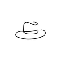 continuous single drawn one line men hat hand-drawn picture silhouette. Line art. doodle vector