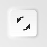 Arrow neumorphic style vector icon. Vector illustration of arrow icon on white background. Neumorphism, neumorphic style icon