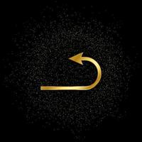 Arrow gold vector icon. Vector illustration of golden particle background.