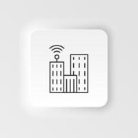 Communication, television, building icon - Vector. Artificial intelligence neumorphic style vector icon on white background