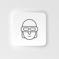 Terminator, smart icon - Vector. Artificial intelligence neumorphic style vector icon on white background