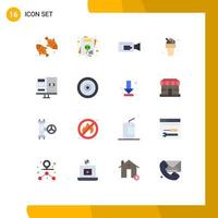 Pictogram Set of 16 Simple Flat Colors of develop coding camera app sweet Editable Pack of Creative Vector Design Elements